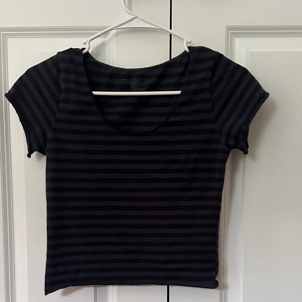 Brandy Melville Navy Striped Short Sleeve Top